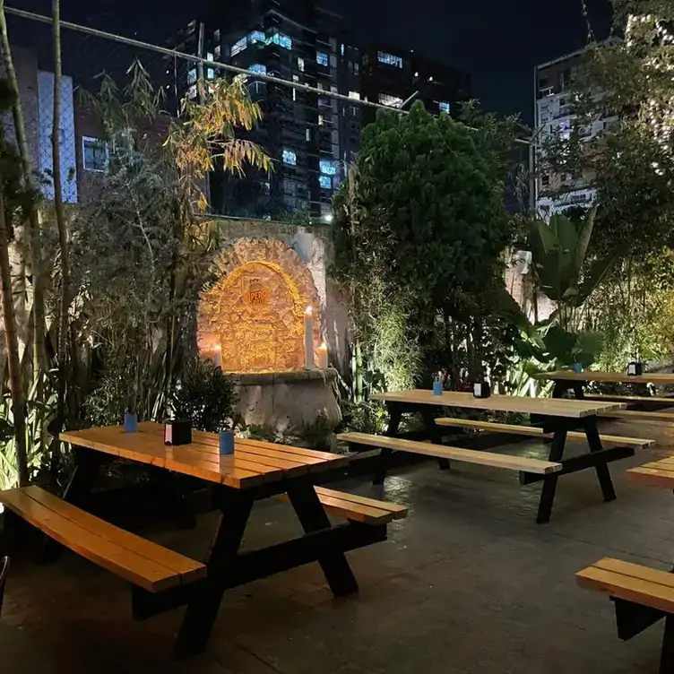 La terraza externa de Sofy Bloom, uno de los mejores restaurantes al aire libre en Guadalajara